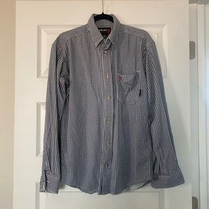 Ariat | Men's Blue Checkered Casual Button Down Shirt | Medium